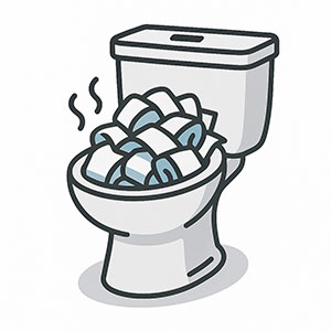 トイレットペーパー詰まり