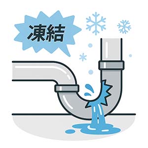 凍結による配管破損や水漏れ